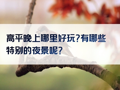 高平晚上哪里好玩？有哪些特别的夜景呢？