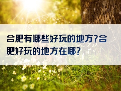 合肥有哪些好玩的地方？合肥好玩的地方在哪？