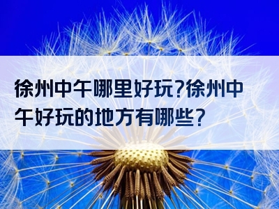 徐州中午哪里好玩？徐州中午好玩的地方有哪些？