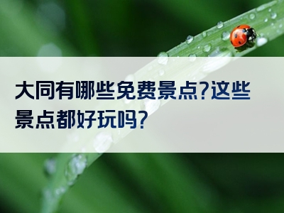 大同有哪些免费景点？这些景点都好玩吗？