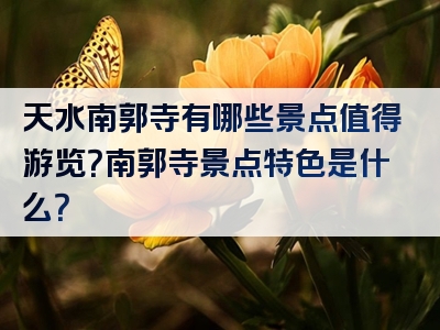 天水南郭寺有哪些景点值得游览？南郭寺景点特色是什么？