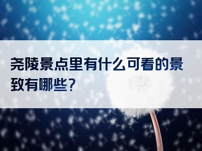 尧陵景点里有什么可看的景致有哪些？