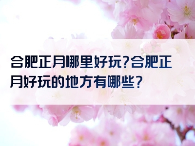 合肥正月哪里好玩？合肥正月好玩的地方有哪些？