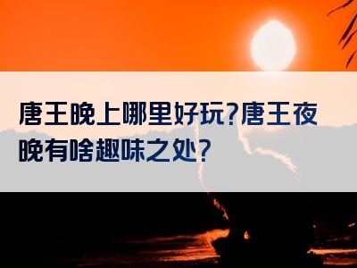 唐王晚上哪里好玩？唐王夜晚有啥趣味之处？