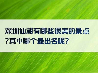 深圳仙湖有哪些很美的景点？其中哪个最出名呢？