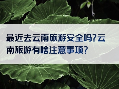 最近去云南旅游安全吗？云南旅游有啥注意事项？
