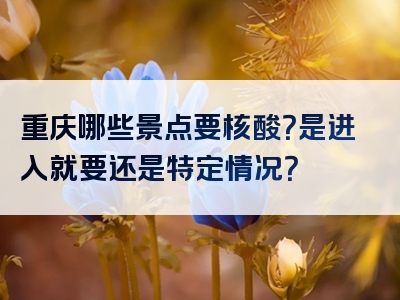 重庆哪些景点要核酸？是进入就要还是特定情况？