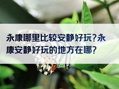 永康哪里比较安静好玩？永康安静好玩的地方在哪？