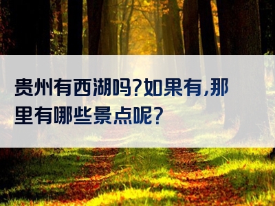 贵州有西湖吗？如果有，那里有哪些景点呢？