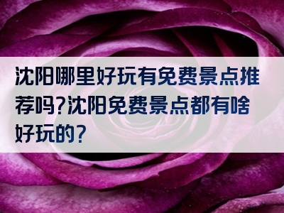 沈阳哪里好玩有免费景点推荐吗？沈阳免费景点都有啥好玩的？