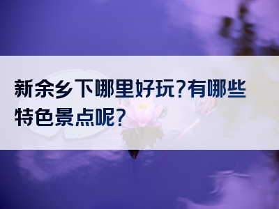 新余乡下哪里好玩？有哪些特色景点呢？