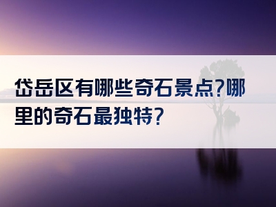 岱岳区有哪些奇石景点？哪里的奇石最独特？