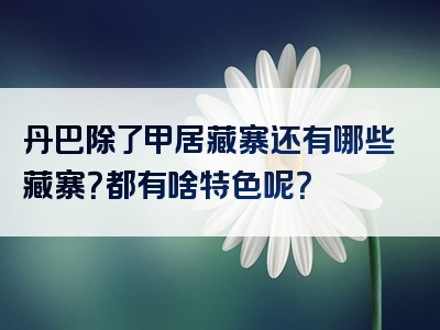 丹巴除了甲居藏寨还有哪些藏寨？都有啥特色呢？