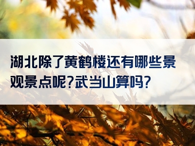 湖北除了黄鹤楼还有哪些景观景点呢？武当山算吗？