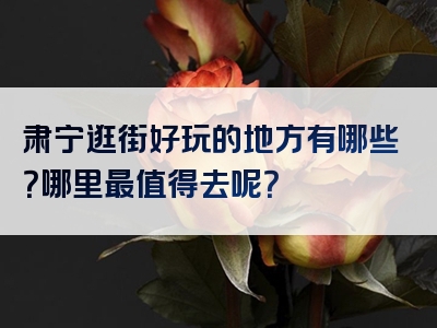 肃宁逛街好玩的地方有哪些？哪里最值得去呢？