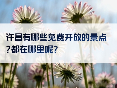 许昌有哪些免费开放的景点？都在哪里呢？