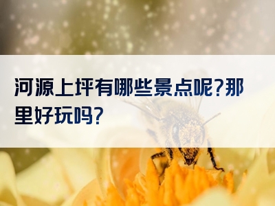 河源上坪有哪些景点呢？那里好玩吗？
