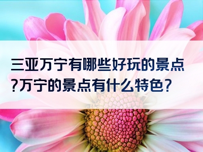 三亚万宁有哪些好玩的景点？万宁的景点有什么特色？