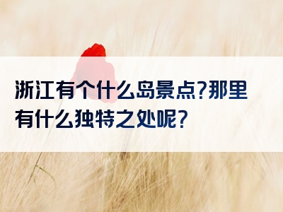 浙江有个什么岛景点？那里有什么独特之处呢？