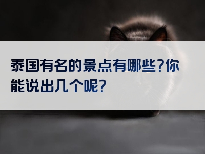 泰国有名的景点有哪些？你能说出几个呢？