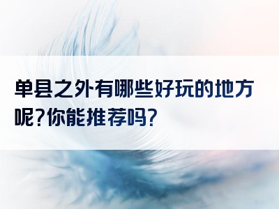 单县之外有哪些好玩的地方呢？你能推荐吗？
