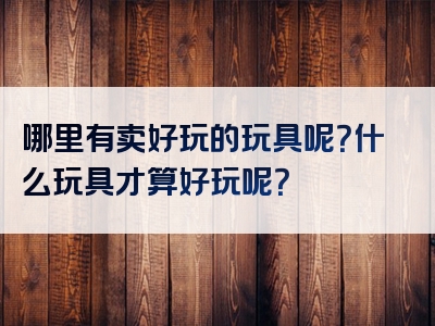 哪里有卖好玩的玩具呢？什么玩具才算好玩呢？