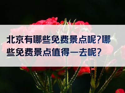北京有哪些免费景点呢？哪些免费景点值得一去呢？