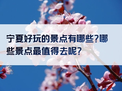 宁夏好玩的景点有哪些？哪些景点最值得去呢？