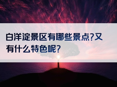 白洋淀景区有哪些景点？又有什么特色呢？