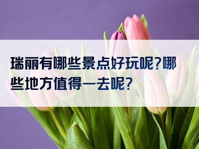 瑞丽有哪些景点好玩呢？哪些地方值得一去呢？