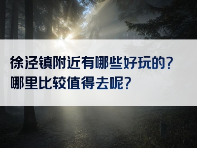 徐泾镇附近有哪些好玩的？哪里比较值得去呢？