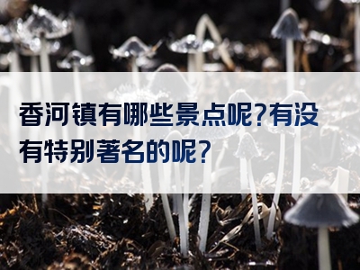 香河镇有哪些景点呢？有没有特别著名的呢？