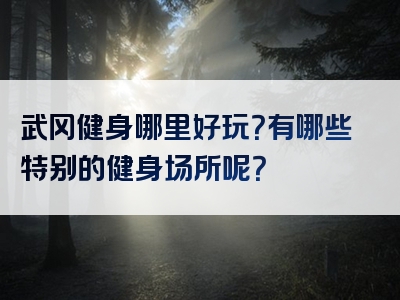 武冈健身哪里好玩？有哪些特别的健身场所呢？