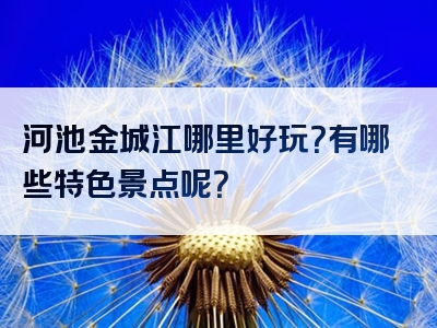 河池金城江哪里好玩？有哪些特色景点呢？