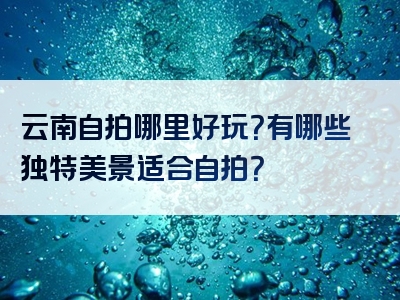 云南自拍哪里好玩？有哪些独特美景适合自拍？