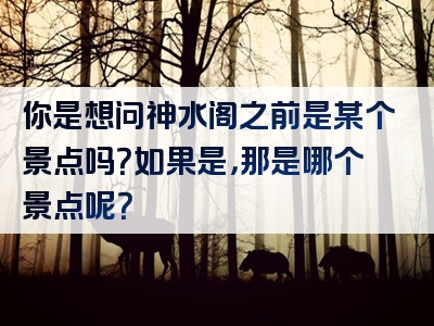 你是想问神水阁之前是某个景点吗？如果是，那是哪个景点呢？