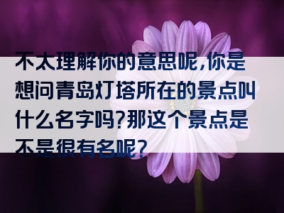 不太理解你的意思呢，你是想问青岛灯塔所在的景点叫什么名字吗？那这个景点是不是很有名呢？