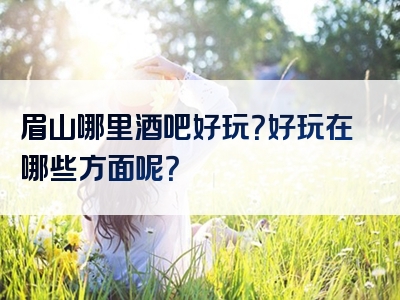眉山哪里酒吧好玩？好玩在哪些方面呢？