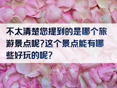 不太清楚您提到的是哪个旅游景点呢？这个景点能有哪些好玩的呢？