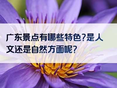 广东景点有哪些特色？是人文还是自然方面呢？