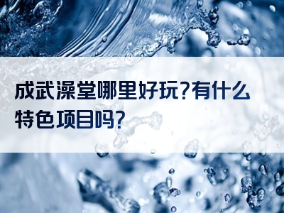 成武澡堂哪里好玩？有什么特色项目吗？