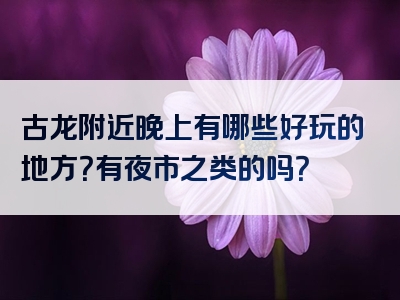 古龙附近晚上有哪些好玩的地方？有夜市之类的吗？