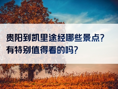 贵阳到凯里途经哪些景点？有特别值得看的吗？