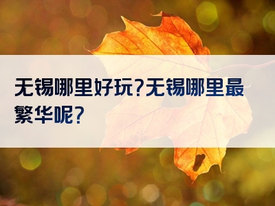 无锡哪里好玩？无锡哪里最繁华呢？