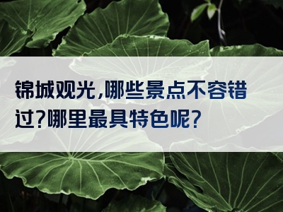 锦城观光，哪些景点不容错过？哪里最具特色呢？