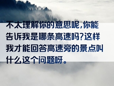 不太理解你的意思呢，你能告诉我是哪条高速吗？这样我才能回答高速旁的景点叫什么这个问题呀。