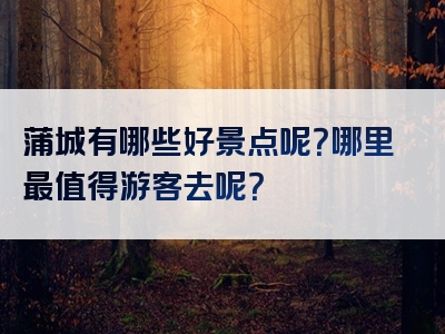 蒲城有哪些好景点呢？哪里最值得游客去呢？