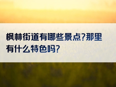 枫林街道有哪些景点？那里有什么特色吗？
