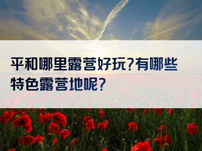 平和哪里露营好玩？有哪些特色露营地呢？