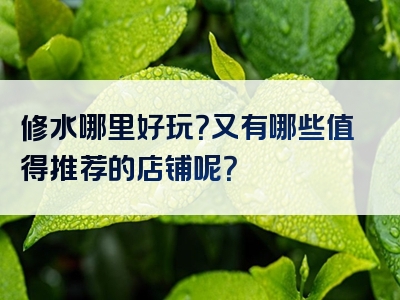 修水哪里好玩？又有哪些值得推荐的店铺呢？